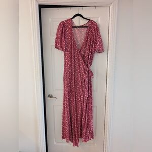 Elegant Pink Floral Maxi Dress